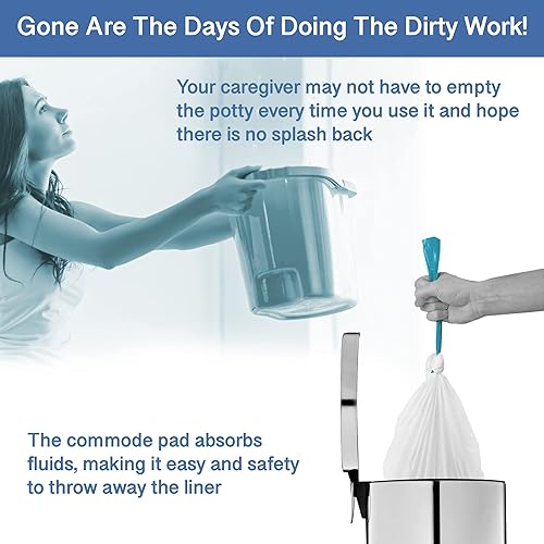 Miniatura 15 de Commode Liners - 100 bolsas de inodoro portátiles fuertes - Forros de inodoro fáciles de usar - Revestimientos para inodoro de cabecera que apoyan