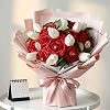 AmyHomie Rosas rojo oscuro 25 piezas, flores artificiales de aspecto real con tallo | Ramo para bodas, baby shower, decoración del hogar; decoración de San Valentín, Navidad, a granel para arreglos florales de bricolaje, duraderas 3