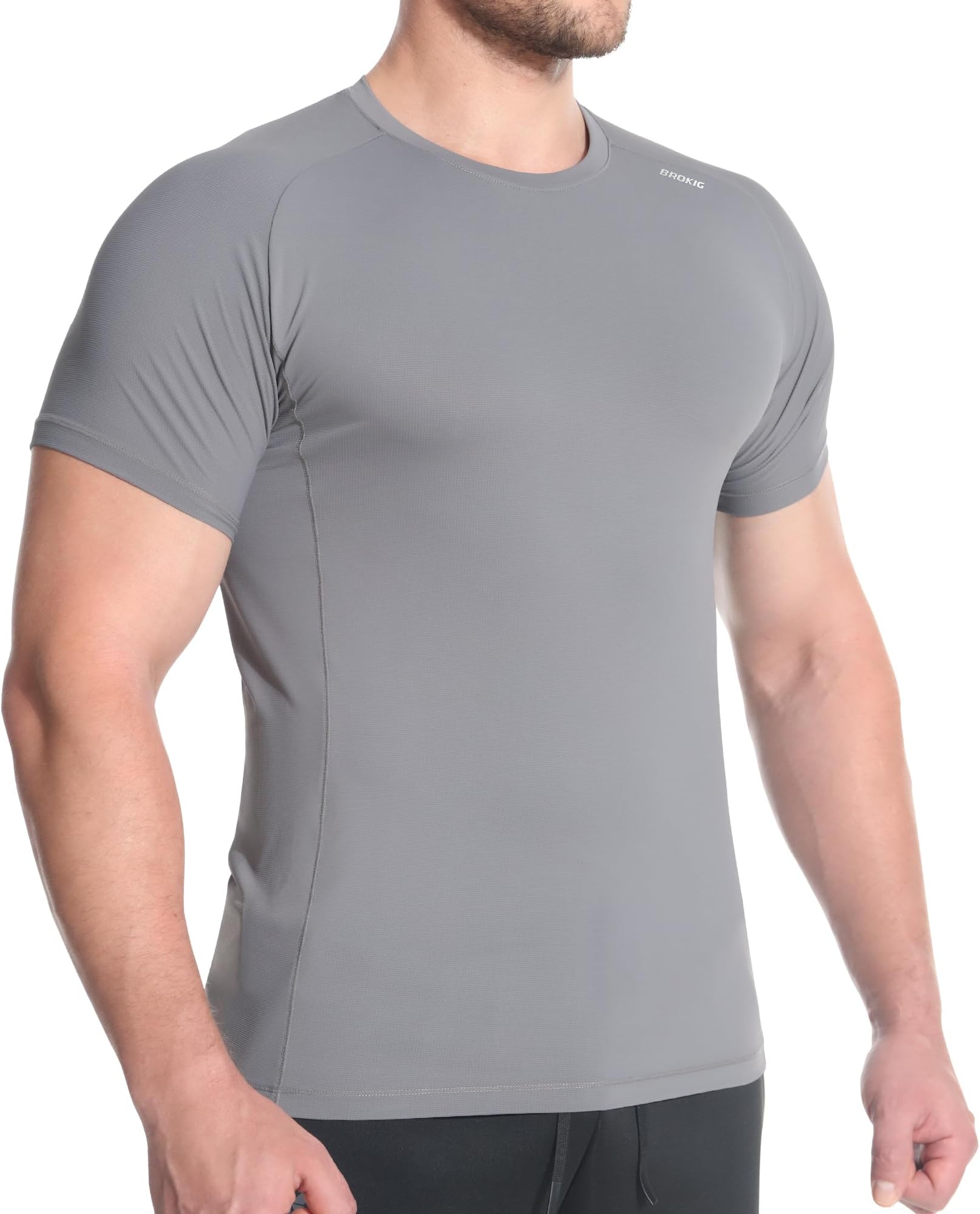 BROKIGMens Quick Dry Sports T Shirts,Cool Gym Running Shirts Lightweight Activewear Football Workout Tee Shirt Short Sleeve