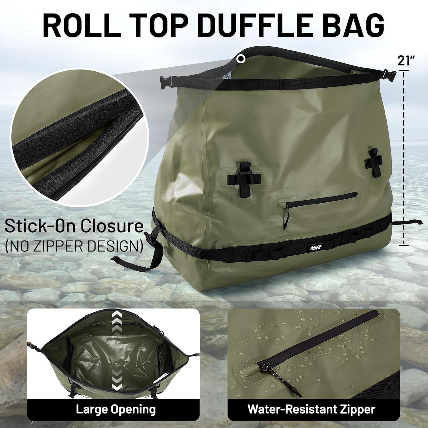 MIER Large Waterproof Duffel Bag Rolltop Dry Backpack Duffle Bags for Kayaking, Rafting, Boating, Swimming, Camping, Travel, Gym, Beach, 60L/80L - Image 4