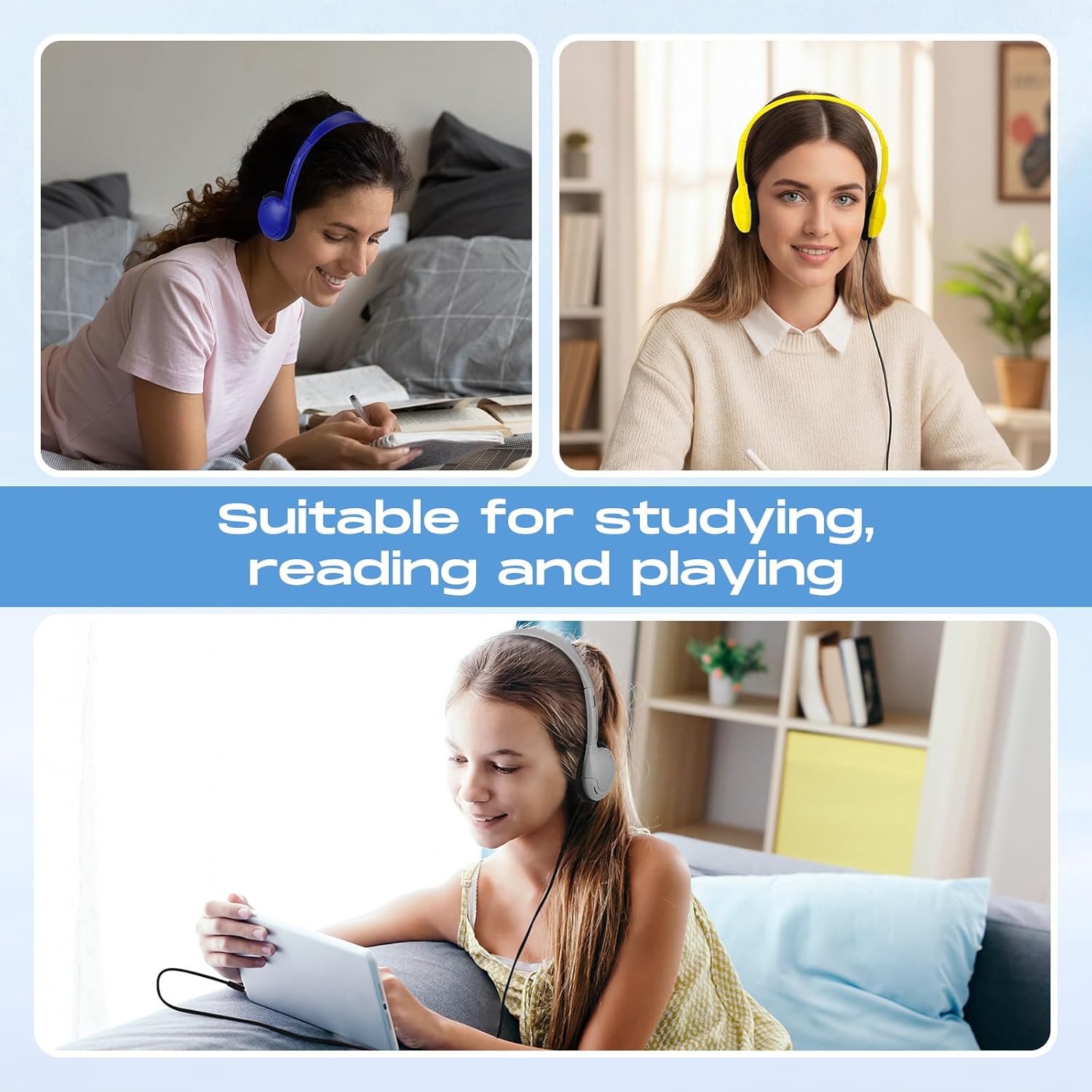 Yunsailing 10 Pack Bulk Over Ear Headphones Set On Ear Headsets Earphones with Adjustable Headband and 3.5mm Plug for Group Learning, Computer Lab, Library, Online Lesson (Macaron 10 Color) - Image 7