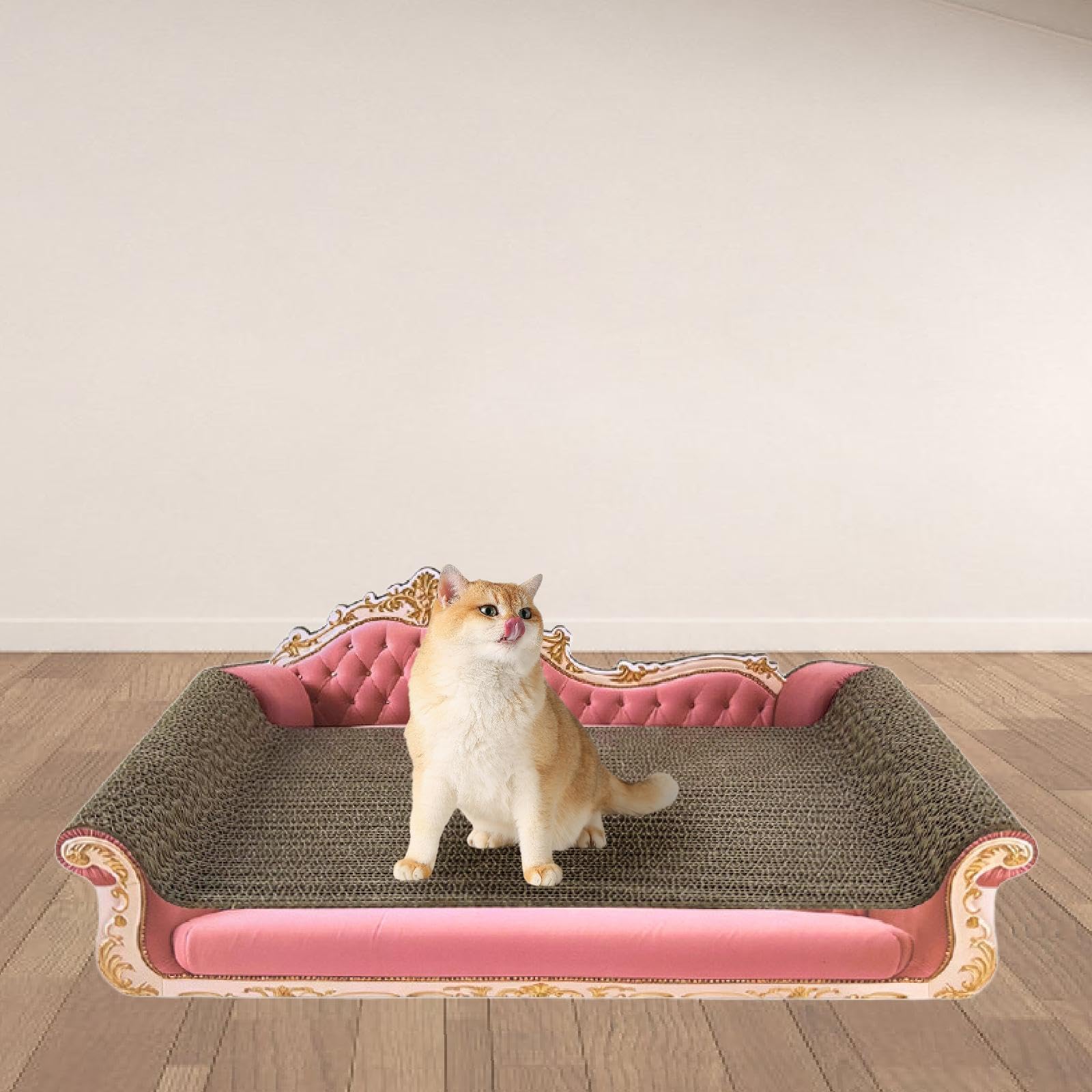 Katzenkratzbrett für Sofa Und Bett, Spielzeug Aus Wellpappe Zur Aufbewahrung, Zum Spielen Und Schlafen, Geeignet für Katzen Und Kätzchen, Rosa