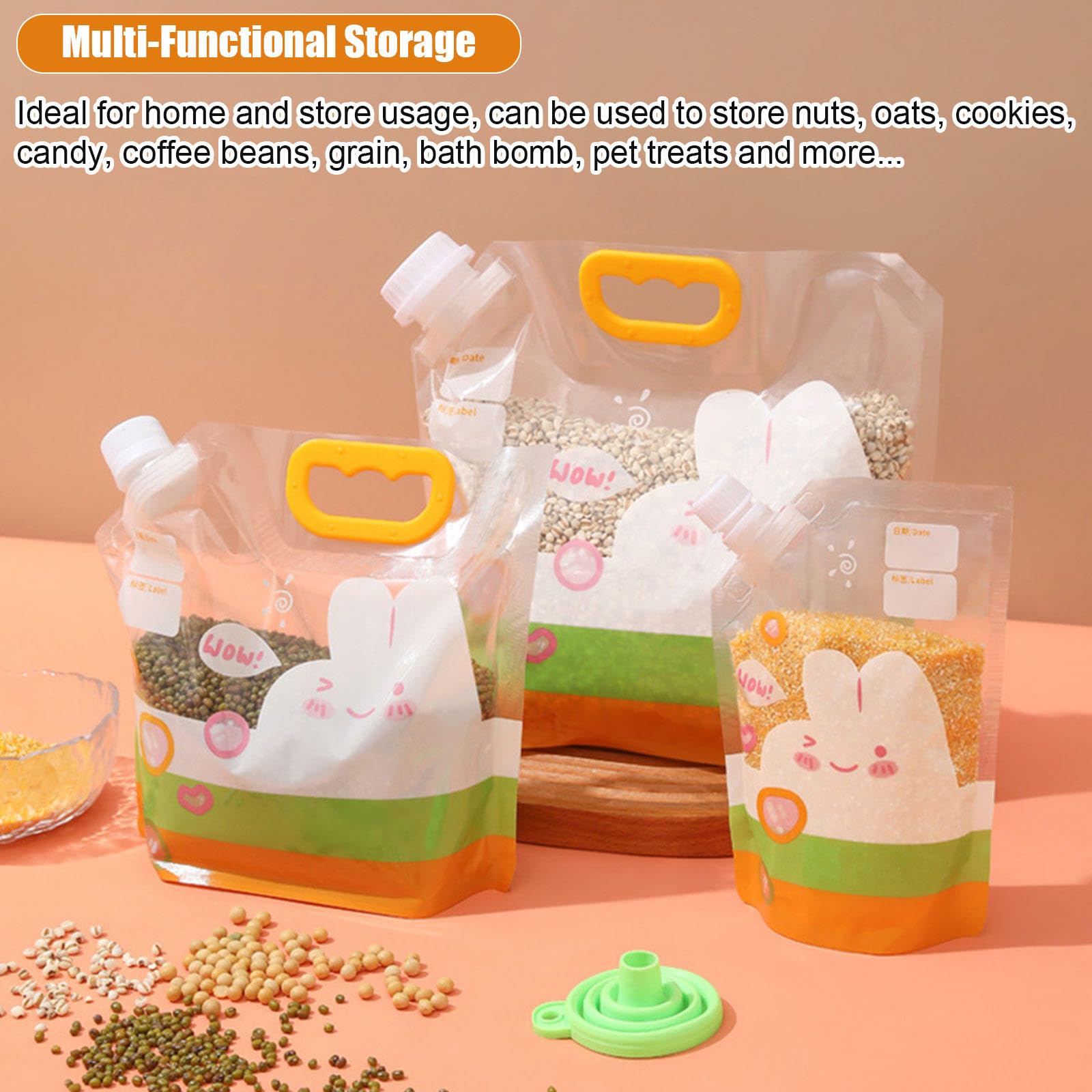 【Confezione da 12】 Borsa Portaoggetti Sigillata per Cereali e Riso - Contenitori per Cereali Ermetici Resistenti All'umidità con Coperchi - Sacchetti Portaoggetti Stand-up,9.8"x9.1"