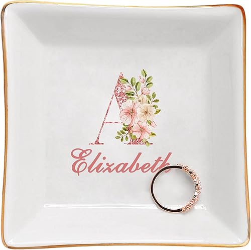 callie Bandeja de joyería personalizada para regalos de dama de honor, plato de joyería personalizado, decoración estética de habitación, bandeja