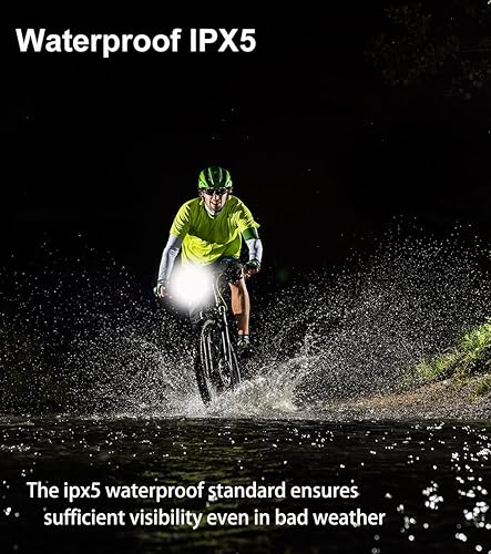 Miniatura 5 de Luces de bicicleta delanteras y traseras, luces de bicicleta recargables USB de 5000 mAh, súper brillantes de 1200 lúmenes para bicicleta y luces