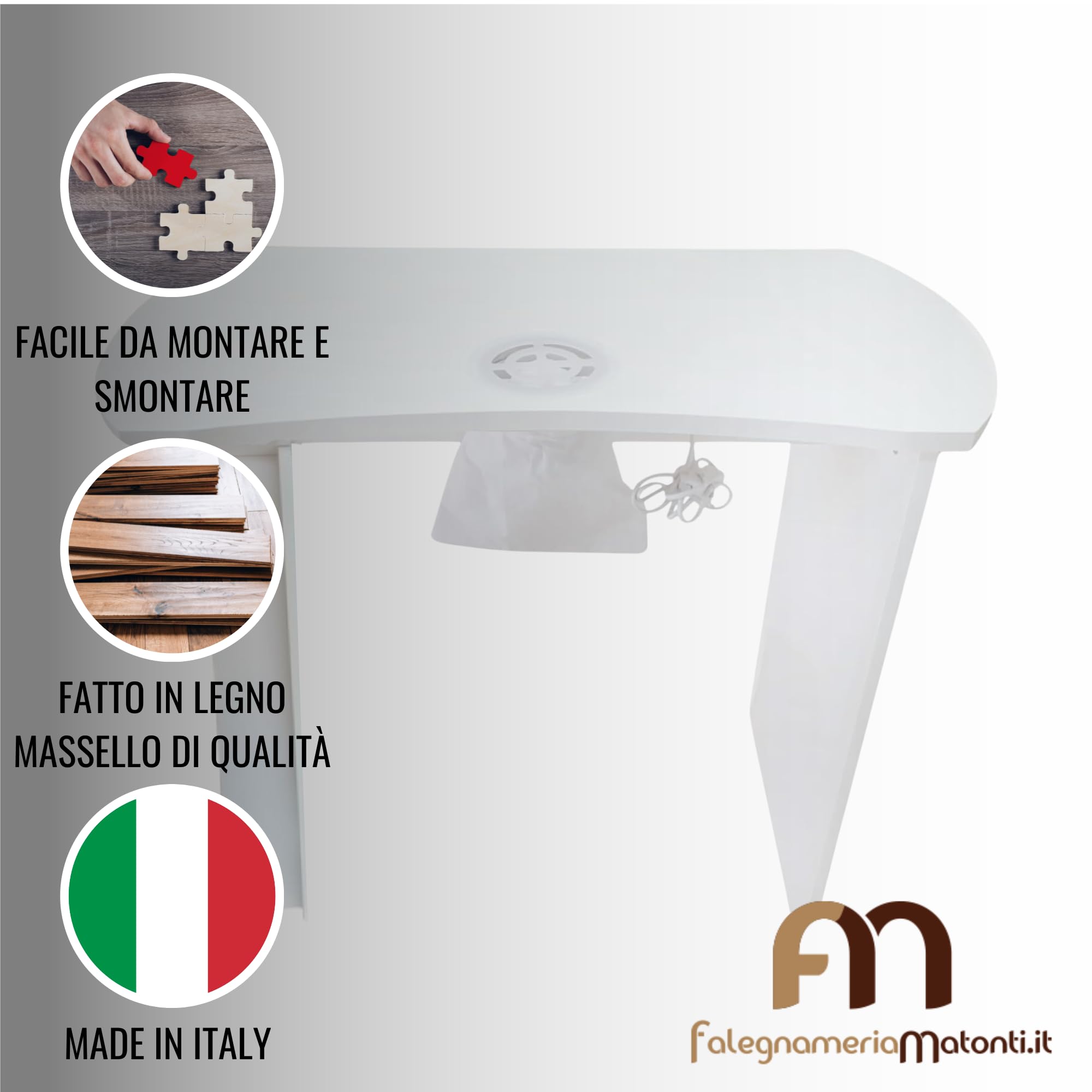 Falegnameria Matonti Tavolo Manicure Professionale con Aspiratore Elettrico 25W per Unghie, Nail Art, Polveri Made in Italy