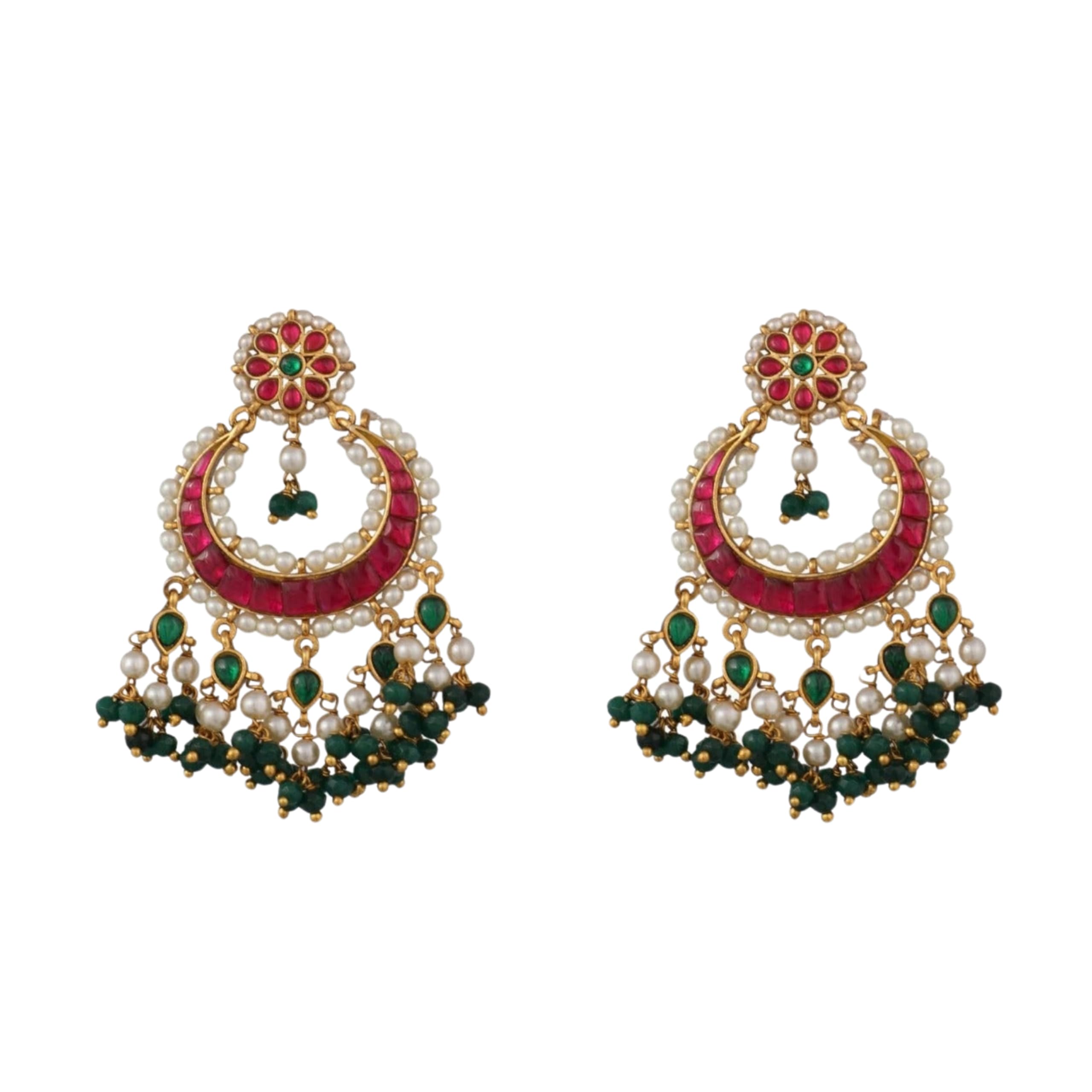 TARINIKAAntique Gold-Plated Indian Drop Earrings for Women Brass CZ Pearl Desi Jewelry Wedding Jewelry Ethnic Occasion Gift for Her
