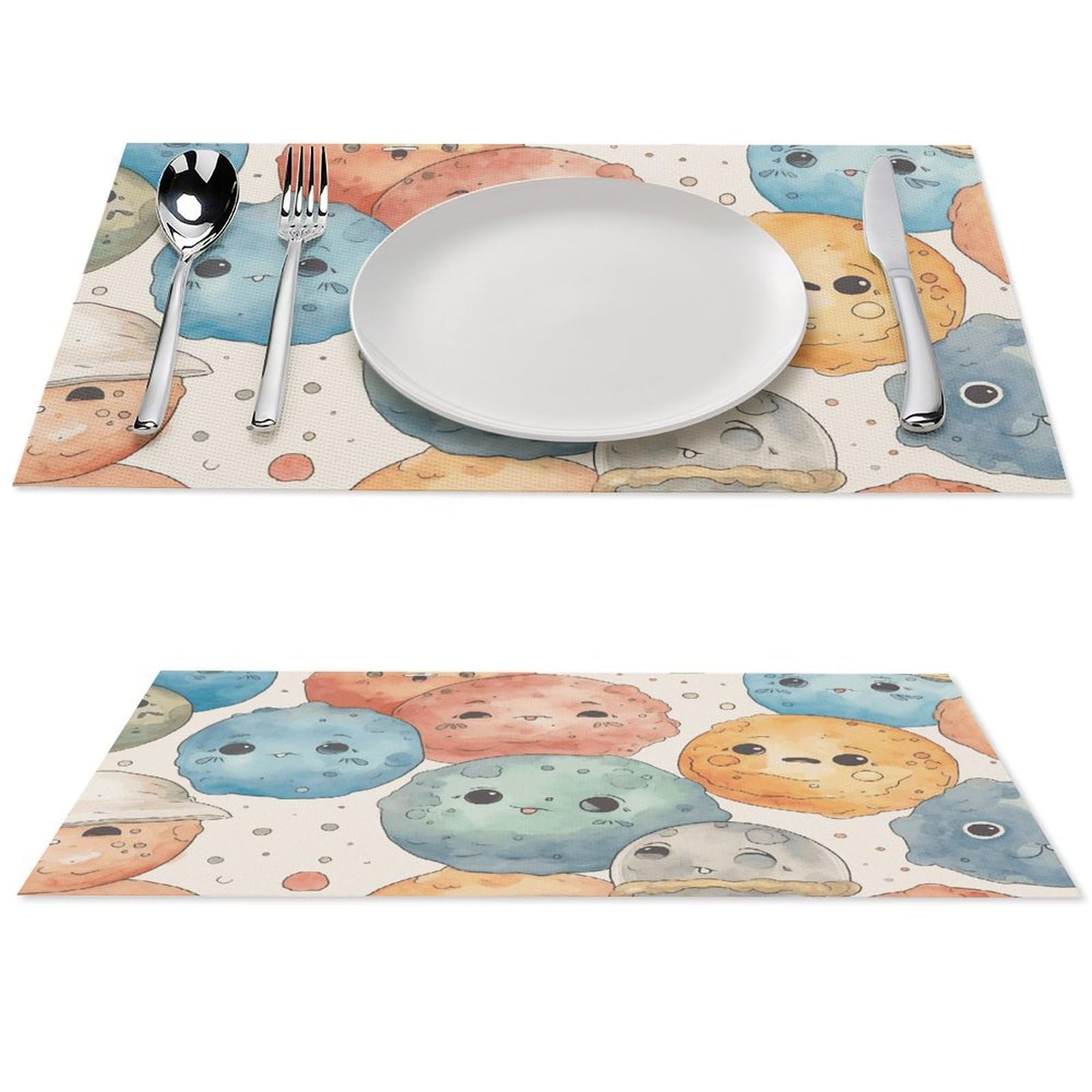 Sets de table de cuisine style aquarelle pour repas conviviaux en famille