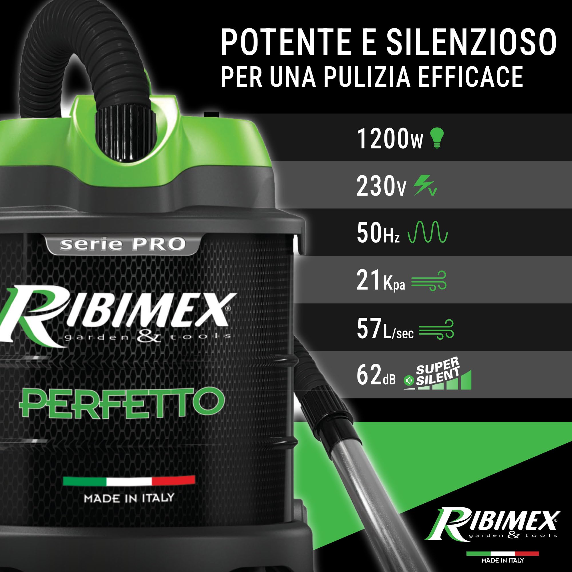 Ribimex Aspiracenere Elettrico Perfetto, Silenzioso, con Filtro HEPA Lavabile, Funzione Soffiante, Bidone da 20 L, Potenza 1200 W, Ideale per Aspirare Ceneri Fredde da Stufe e Camini - PRCEN020