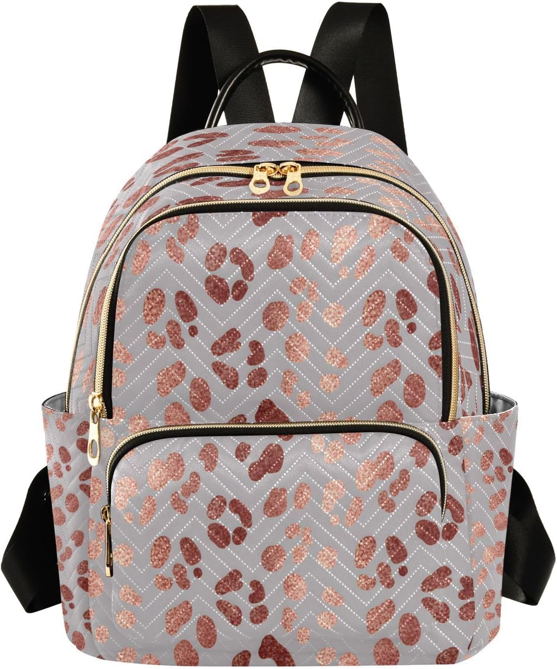 ALAZA Rose Gold Leopard Print Mini Backpack Purse for Women Travel Bag Lightweight Shoulder Bag Fashion Dayback