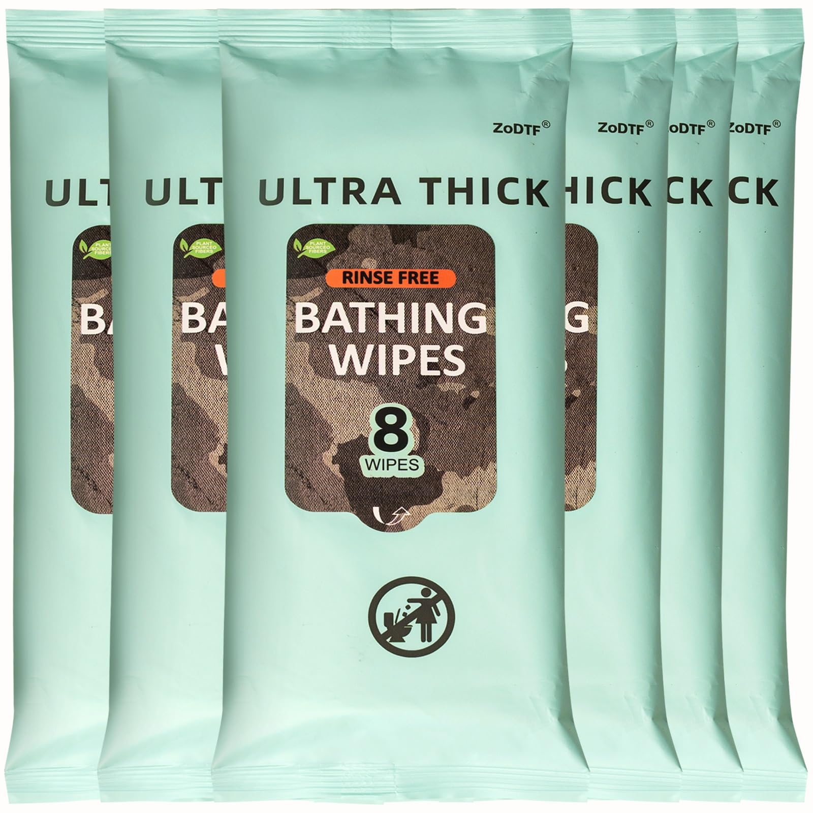 Biodegradable Body Wipes for Camping-Backpacking Gear Essential & Outdoor Active Hiking Supplies, Adult Wet Wipes Extra Large, 100% Plant-Based Must Haves for Eco Conscious 6 Packs