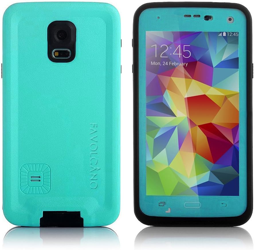 FAVOLCANO Redpepper Small Dots Series - Waterproof Shockproof Snowproof Dirtproof Dustproof Durable Protective Case for Samsung Galaxy S5 (Teal)