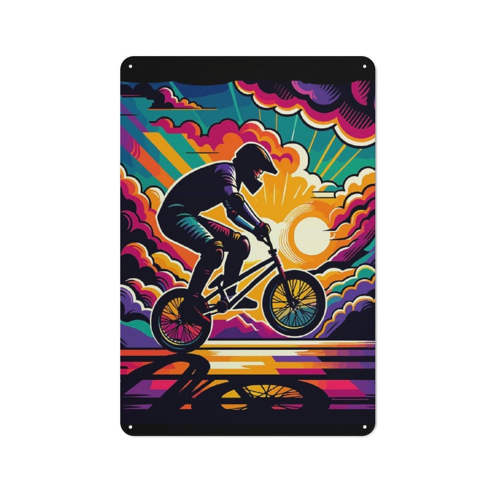 Junmoney Bmx Wpap Sunset Pop Art Tin Sign 30X20cm For Bar Or Restaurant, Retro Wall Decor, For Restaurant Interior Fans