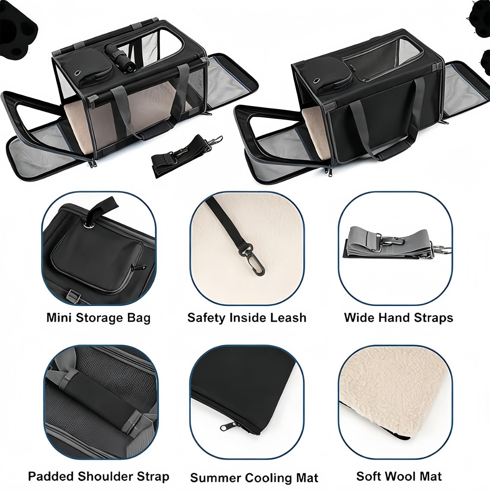 Transportín para Mascotas de poliéster con múltiples Aberturas de ventilación, Ideal para Salidas y Viajes Veterinario, Elegante Bolso para Mascotas