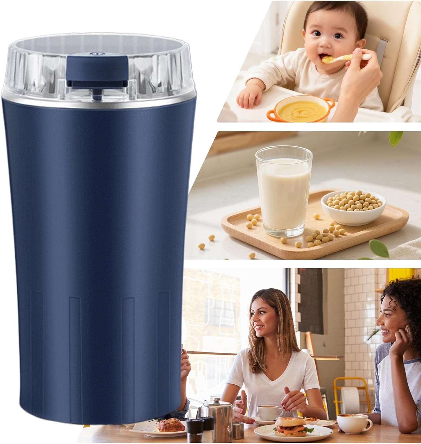 Electric Grain Grinder, Household Food Mill, 500w Motor with Stainless Steel Blades, Powder Grinder Build, Kitchen Mill with Compact Design, Appliance for Beans Coffee Nuts Seasonings