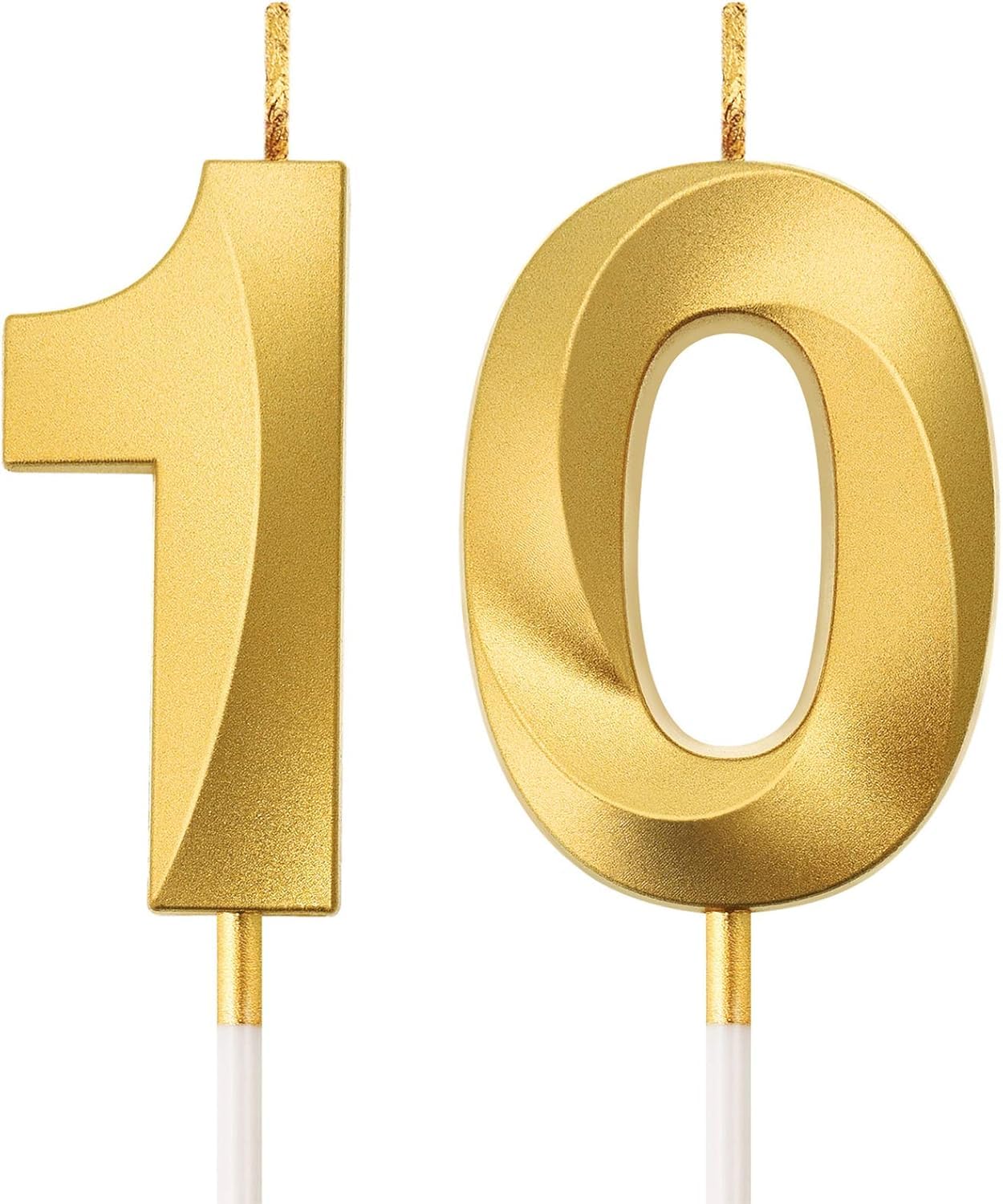 3D Gold Number Candle for 10th Birthday & Tenth Anniversary Celebrations Metallic Golden Cake Topper for Kids & Adults Parties Premium Decorative 3D Candles Set Happy Birth Day-image-24