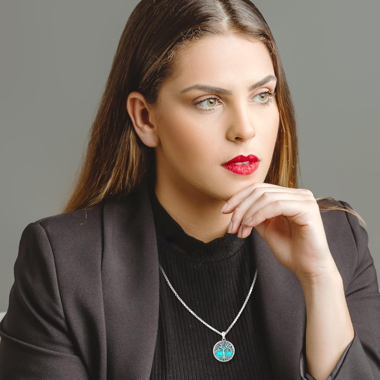 Jewelry Gifts - Tree of Life Necklace Sterling Silver Abalone Shell/Opal/Moonstone/Black Onyx/Turquoise/Malachite/Crystal Family Tree of Life Jewelry for Women Men - Image 5