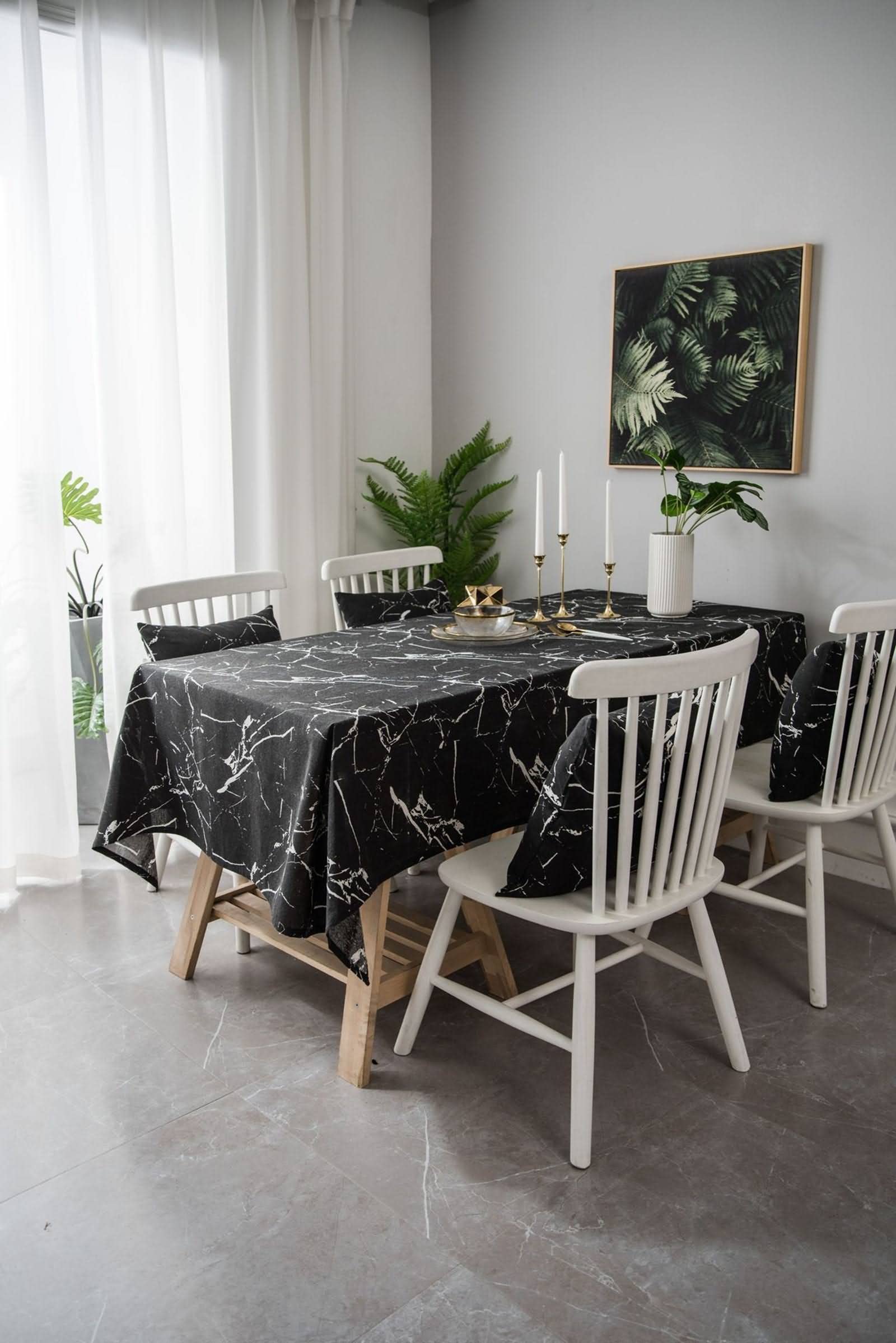 Mantel Rectangular Ajustable Mesa Pequeña Manteles Ules Patrón De Marmoleado Simple Moderno Grande Individuales Antimanchas Negro Sabana Algodon Protección Decoración 140X250Cm