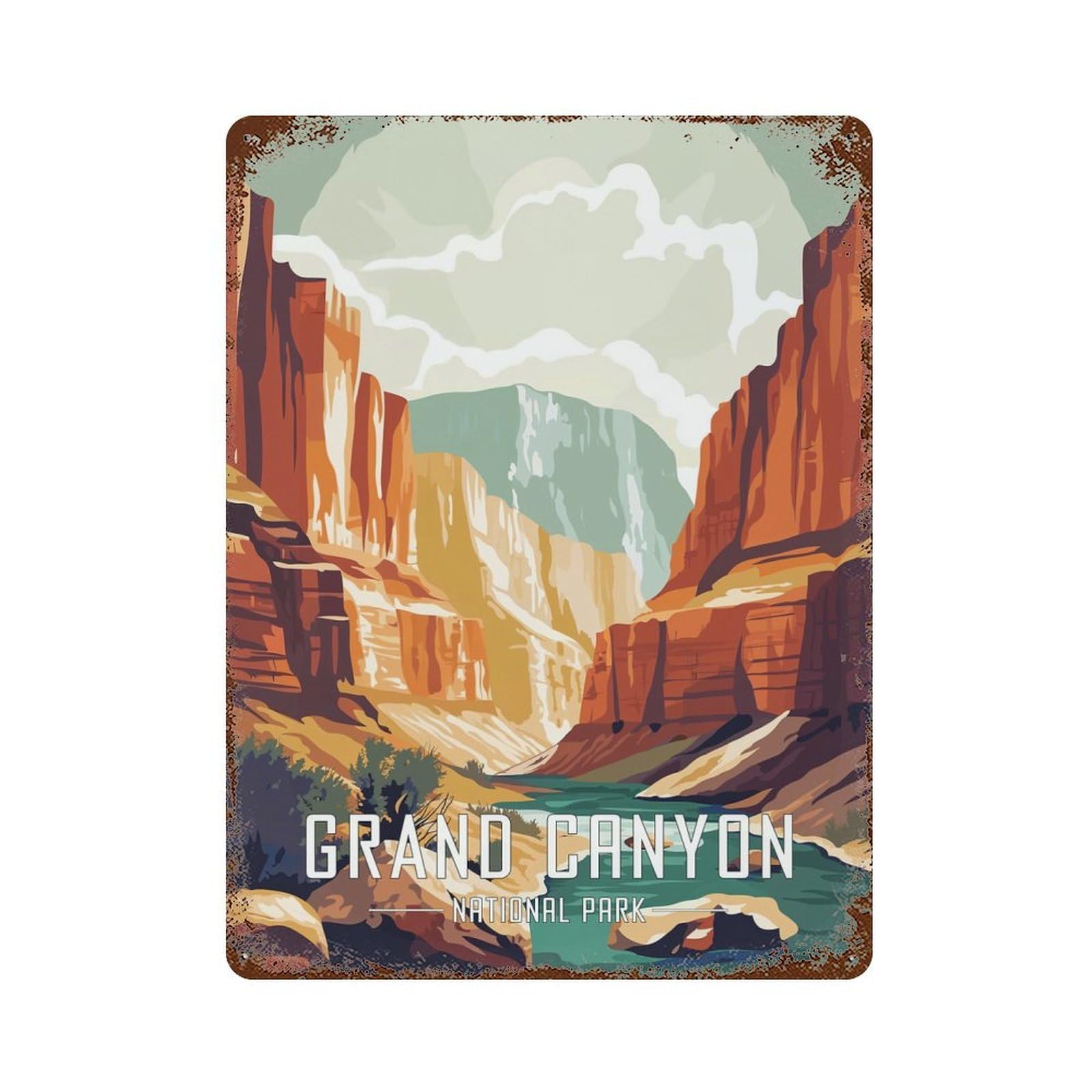 Grand Canyon National Park Vintage Metal Tin Sign 15.7"x11.8", for Garage, Bar And Workshop Decor, Novelty Wall Decor