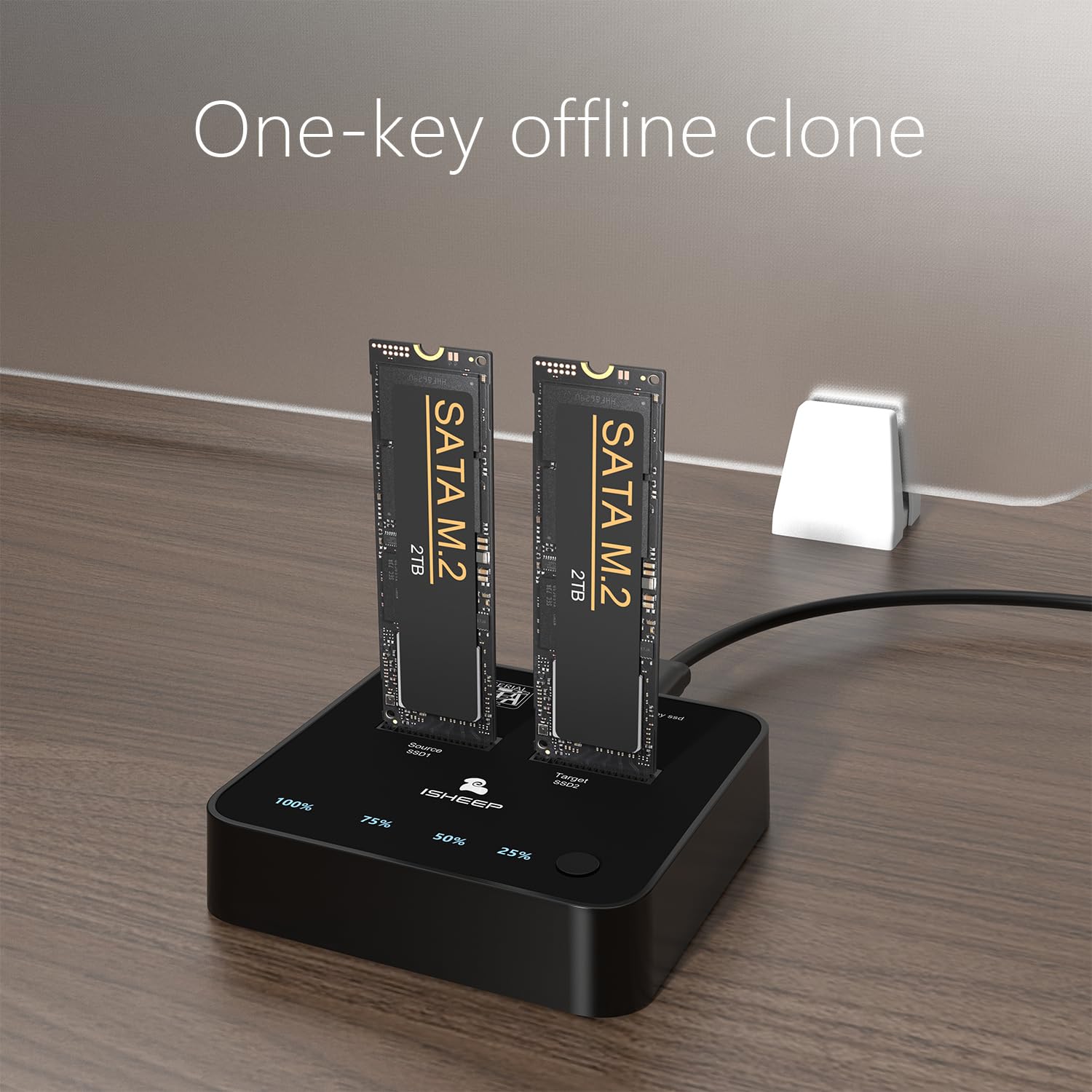 ISHEEP Dual bay Docking station M.2 SATA SSD clone con funzione duplicatore lettore.H016S