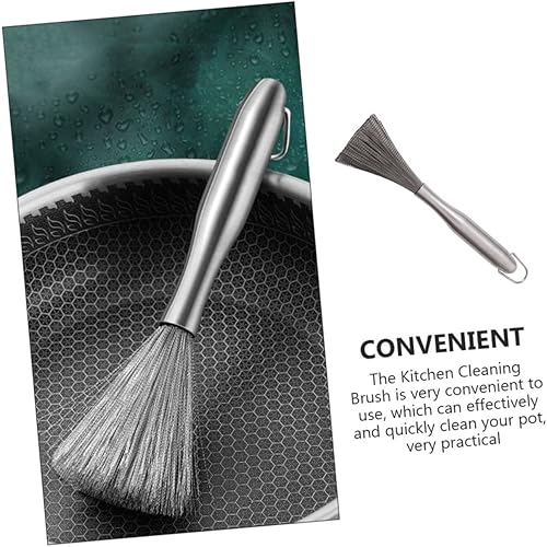 Miniatura 7 de Juego de cepillo de cocina de acero inoxidable Mini Wok Cepillo de limpieza multifuncional Herramienta limpiador de batidor Cepillo de lavado de