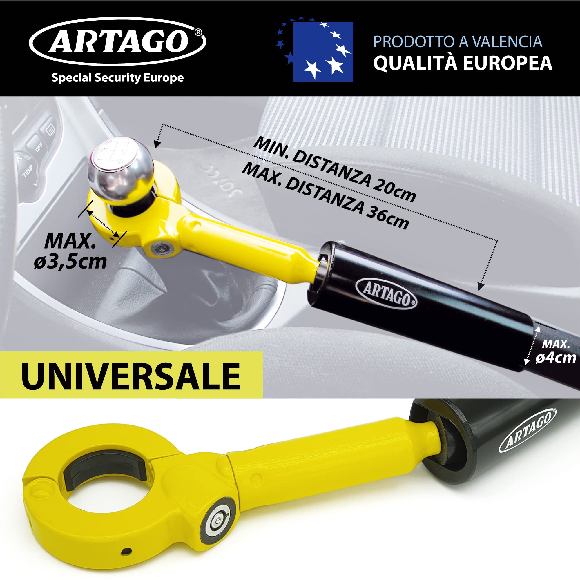 ARTAGO 862A/B Antifurto Auto Freno Mano Leva Cambio Regolazione Filettatura più Adattabile