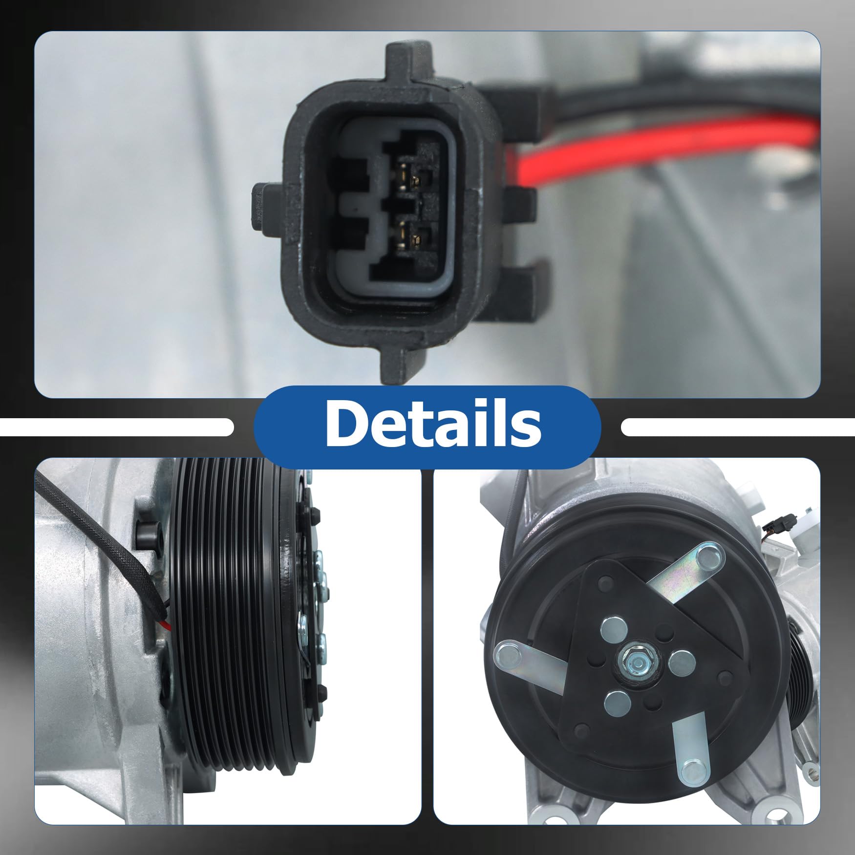 WFLNHB Compresor de CA y embrague A/C, puertos A/C 7 ranuras de repuesto para Nissan Maxima 3.5L 2009-2014, Murano 3.5L 2009-2014, Pathfinder 3.5L 2013-2015, Quest 3.5L 2011-2015 CO 11319C