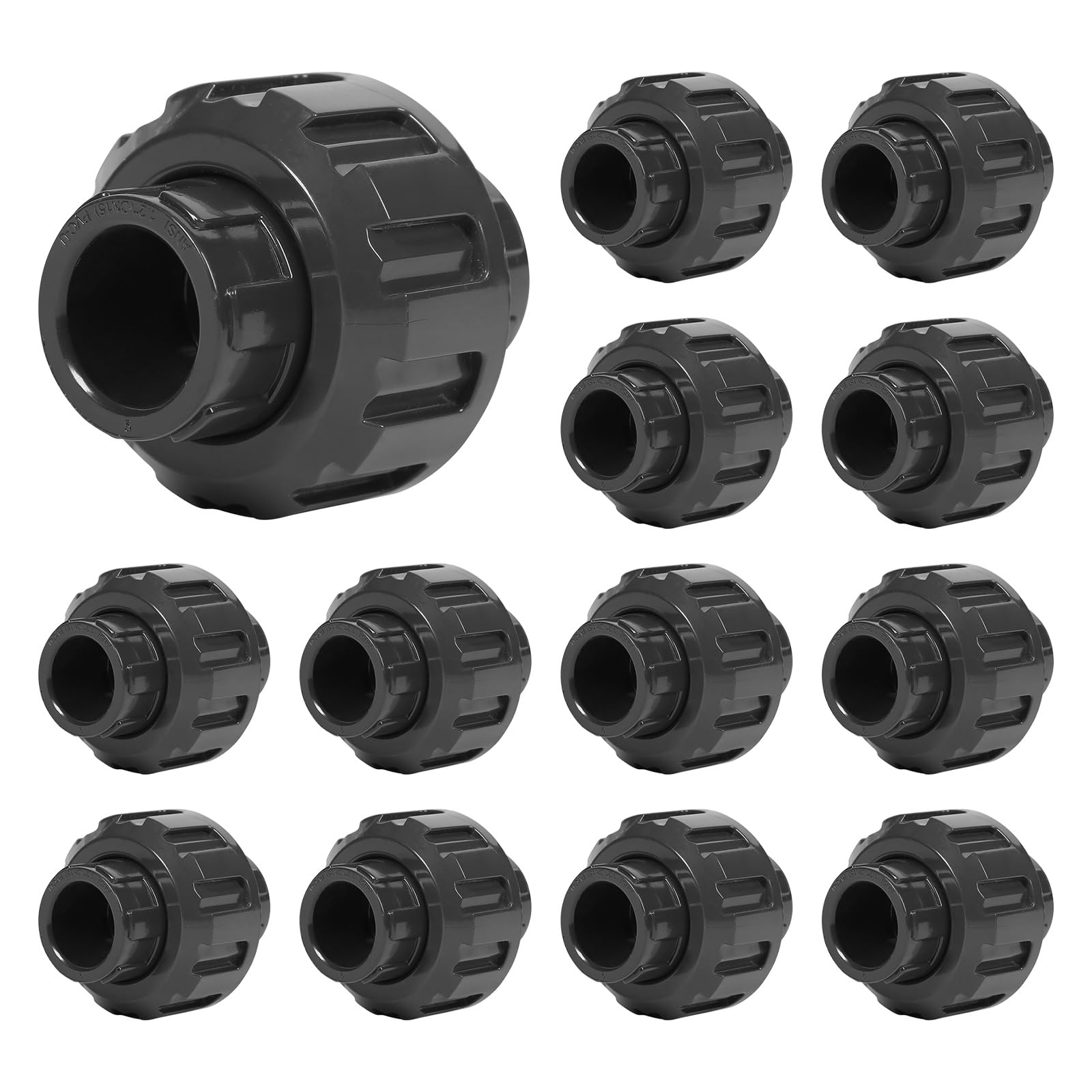 12 accesorios de tubería de acoplamiento de unión de PVC de 0.5 pulgadas (enchufe x enchufe), adaptador de acoplamiento de unión deslizante de 1/2 pulgada, junta tórica EPDM Schedule 80, gris