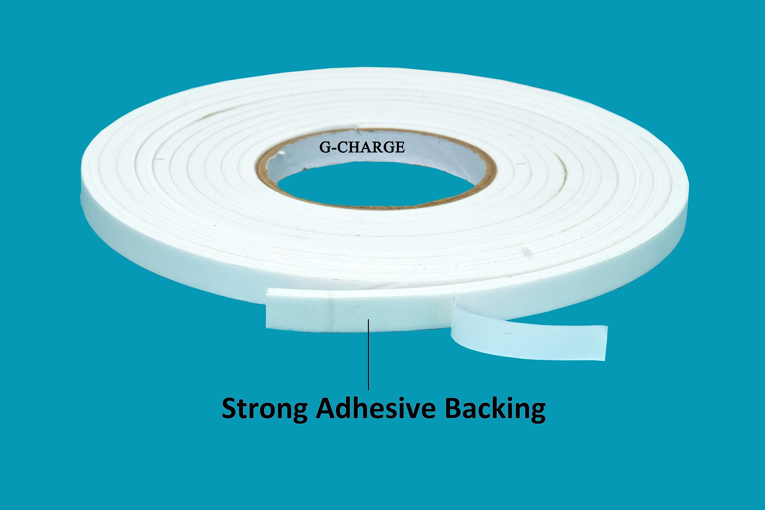 G-Charge Single Sided High Density Self Adhesive Gasket Tape, Weather Stripping Doors and Window Insulation Soundproofing, Foam Sealing Tape White, (1/2"(W) x 1/4"(T) x 5 Mtr (L), White) 1