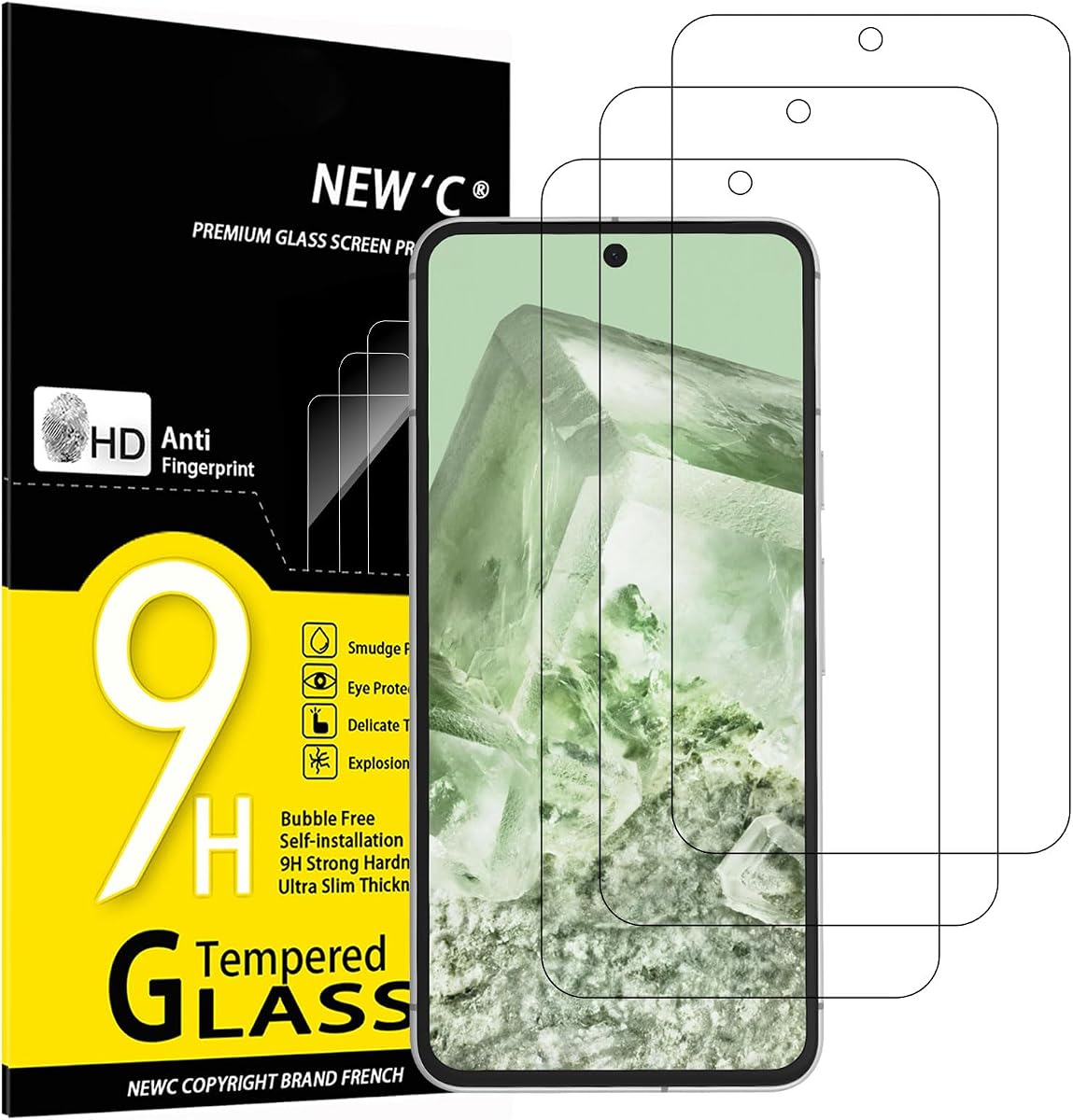 NEW'C 3 Stück für Google Pixel 8 für Panzerglas [nicht für Pixel 8A/8 Pro], Frei von Kratzern, 9H Härte, HD Displayschutzfolie, 0.33mm Ultra-klar, Ultrabeständi