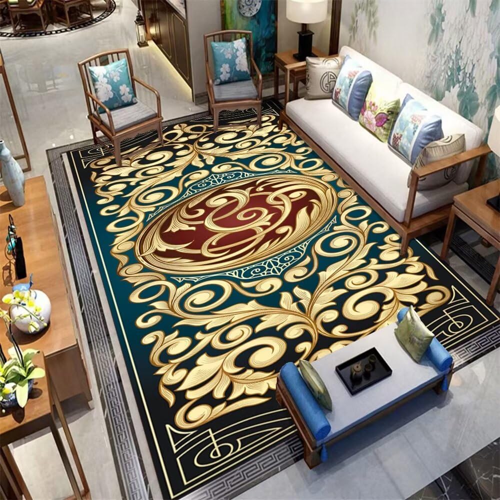 Tapis descente de lit chambre adulte jaune floral et chaleureux