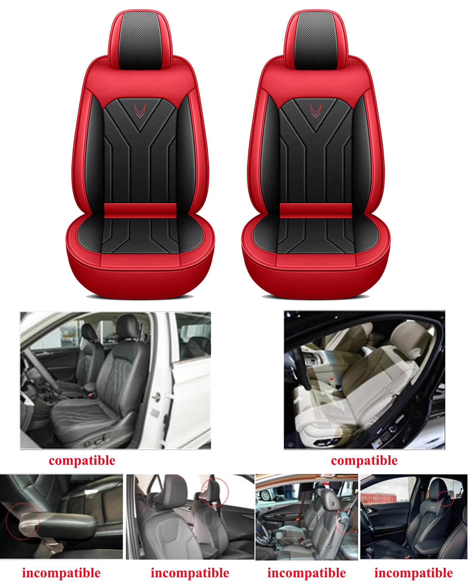 Autositzbezüge, komplettes Set, universelle Passform für die meisten Autos, SUVs, Limousinen und Pick-up-Trucks, Nappaleder-Kissenbezüge für 5 Personenwagen, Rot