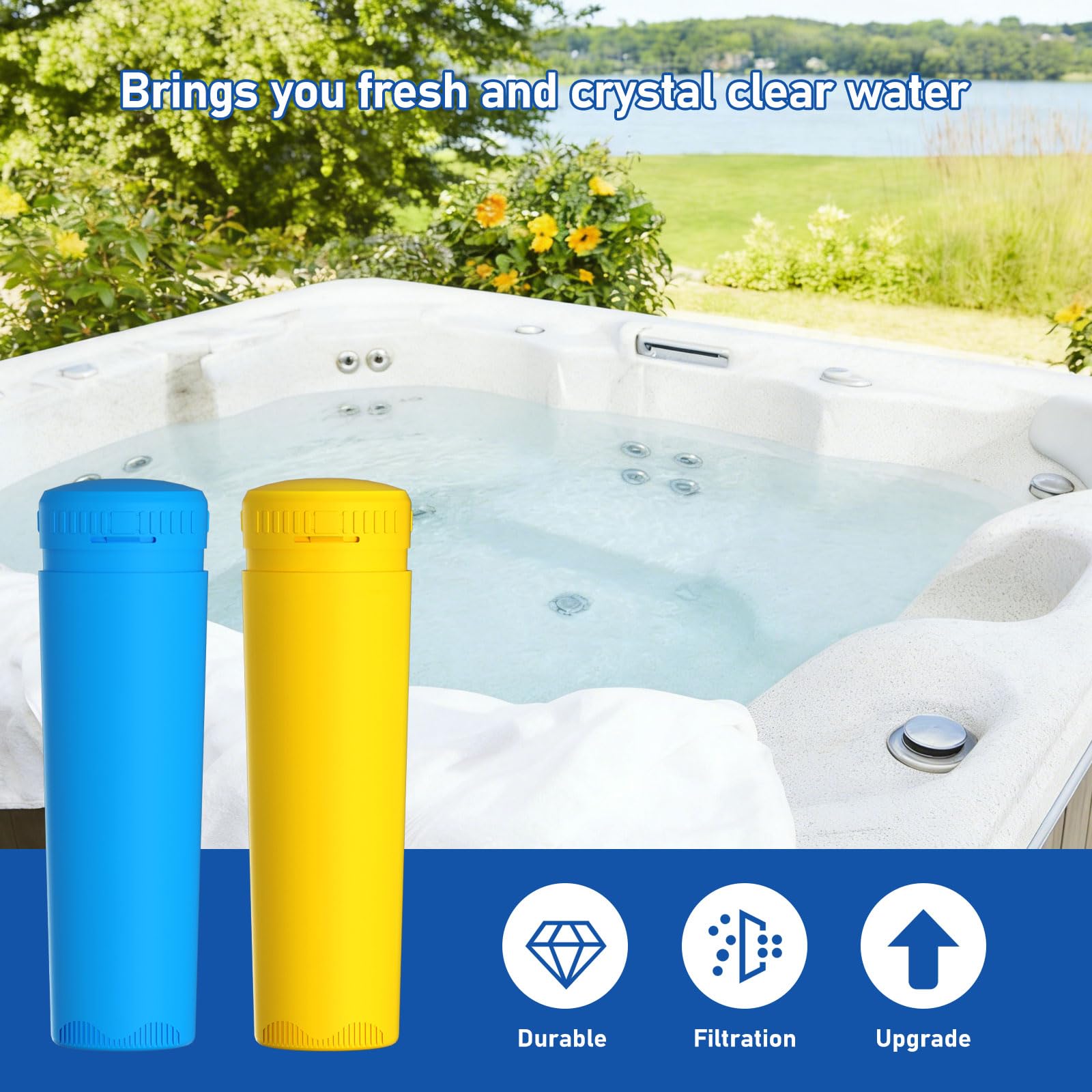 Ersatz-Mineralkartusche + Brom-Kartuschen-Set, kompatibel mit Hot Tub Frog Serene Floating System, 4 Monate, 2 + 6 Stück