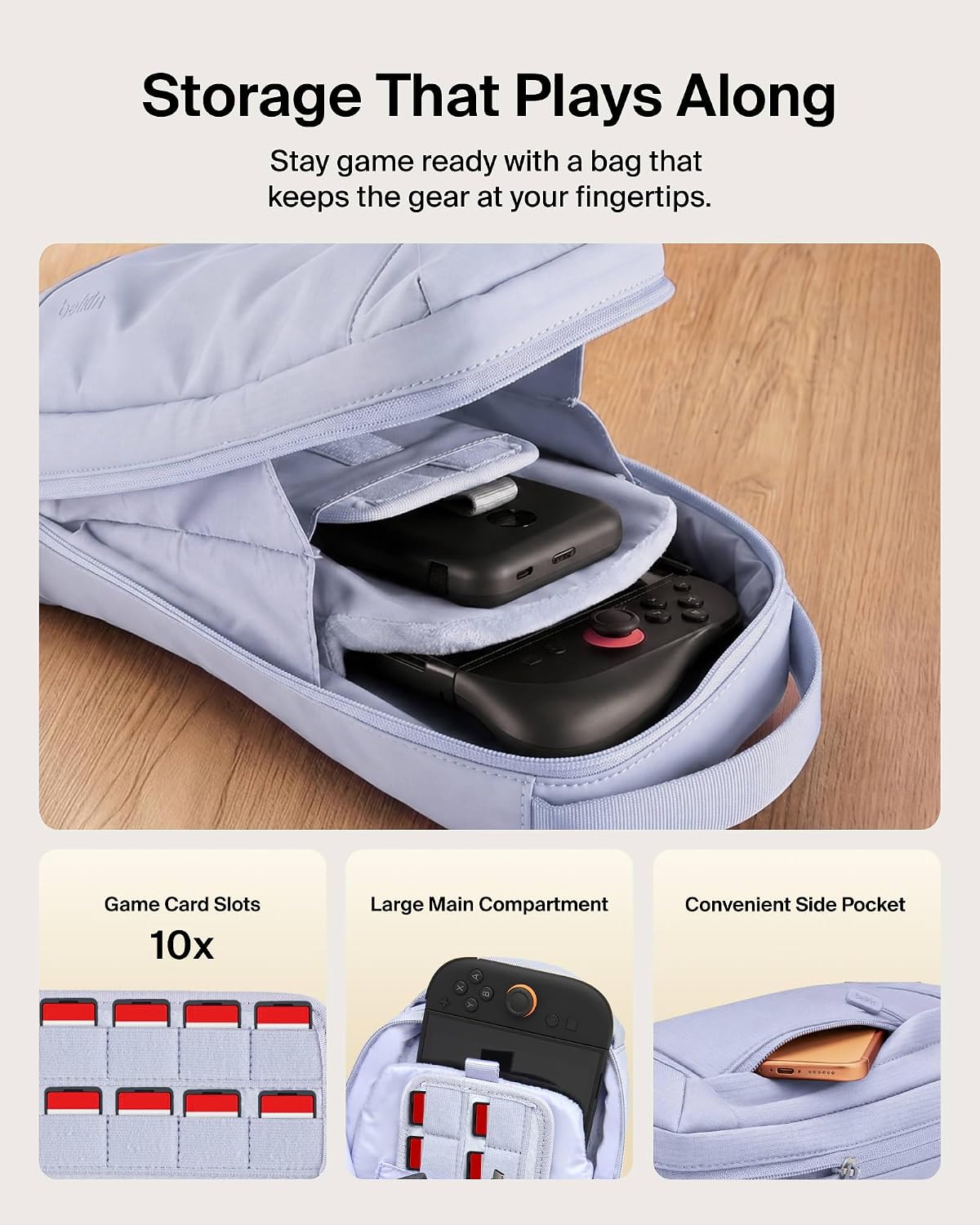 Belkin Nintendo Switch 2 Carrying Case, Sling Crossbody Travel Bag | Lightweight Crossbody Travel Bag with Stowable Crossbody Strap, 10 Game Card Storage, Soft Interior, Fits 2 Pro Controllers 6 71LMrffRlPL. AC SL1500