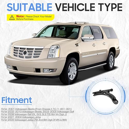 Miniatura 2 de Brazos de control delanteros inferiores con rótulas, barra estabilizadora, barras estabilizadoras, kit de suspensión para Beetle 2001-2010, para