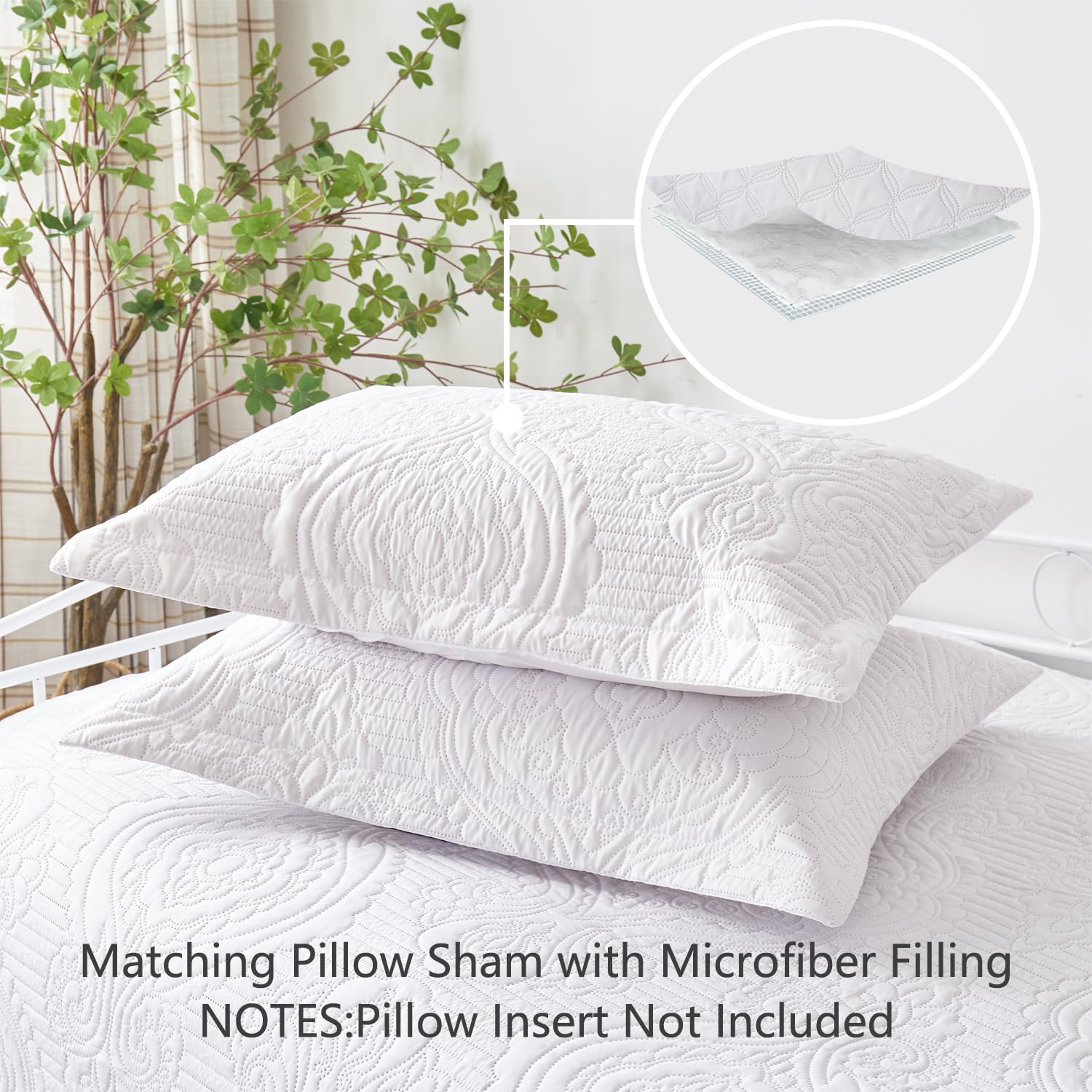 Jarson 3-Piece Daybed Cover Set,Twin Daybed Bedding Sets,Double Sided Quilting Classic Design for All Season,Bedding with Bedskirt Matching Shams,39"x75" White