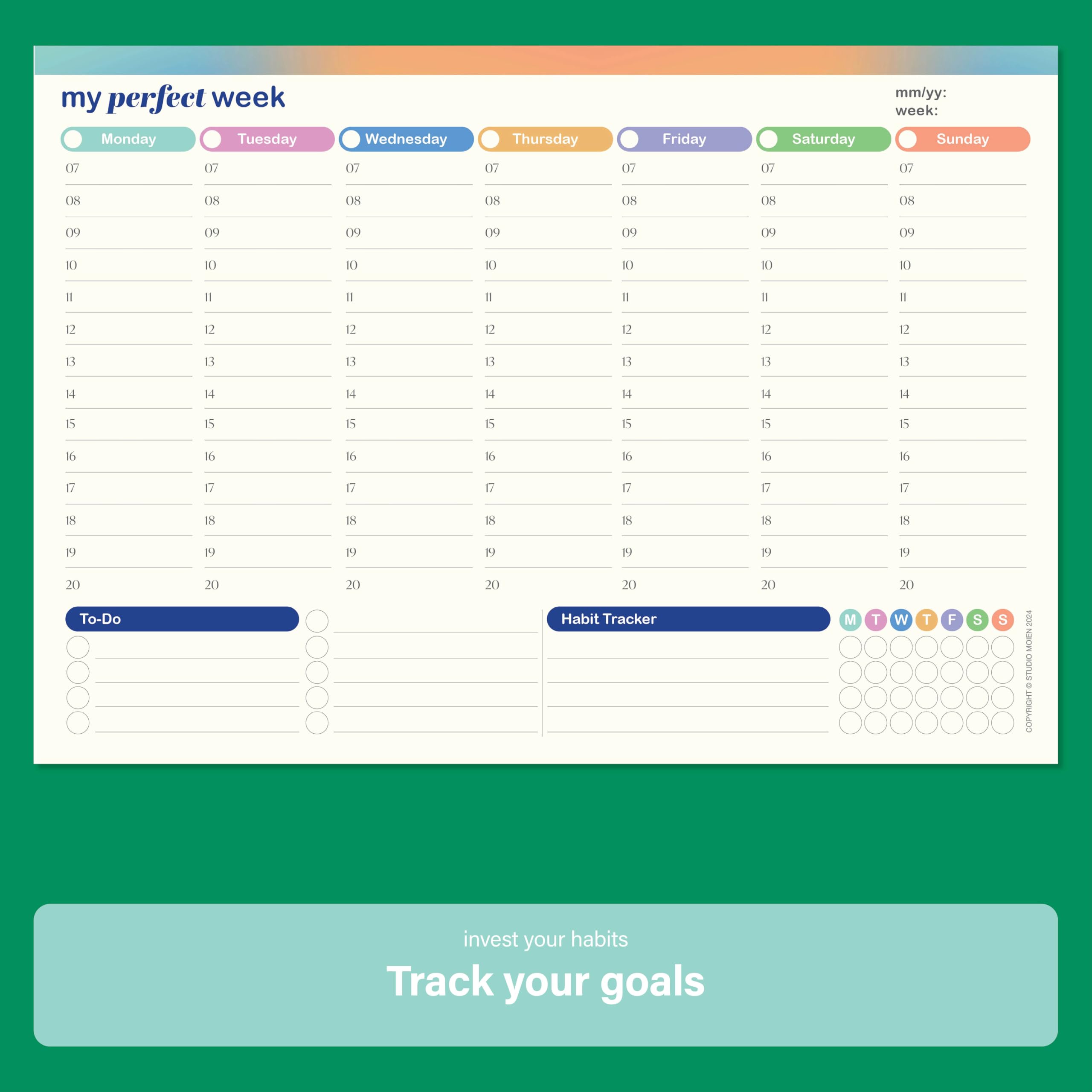 50-Sheet Undated Weekly Planner Pad (A4-29.7 x 21 cm) - Image 3