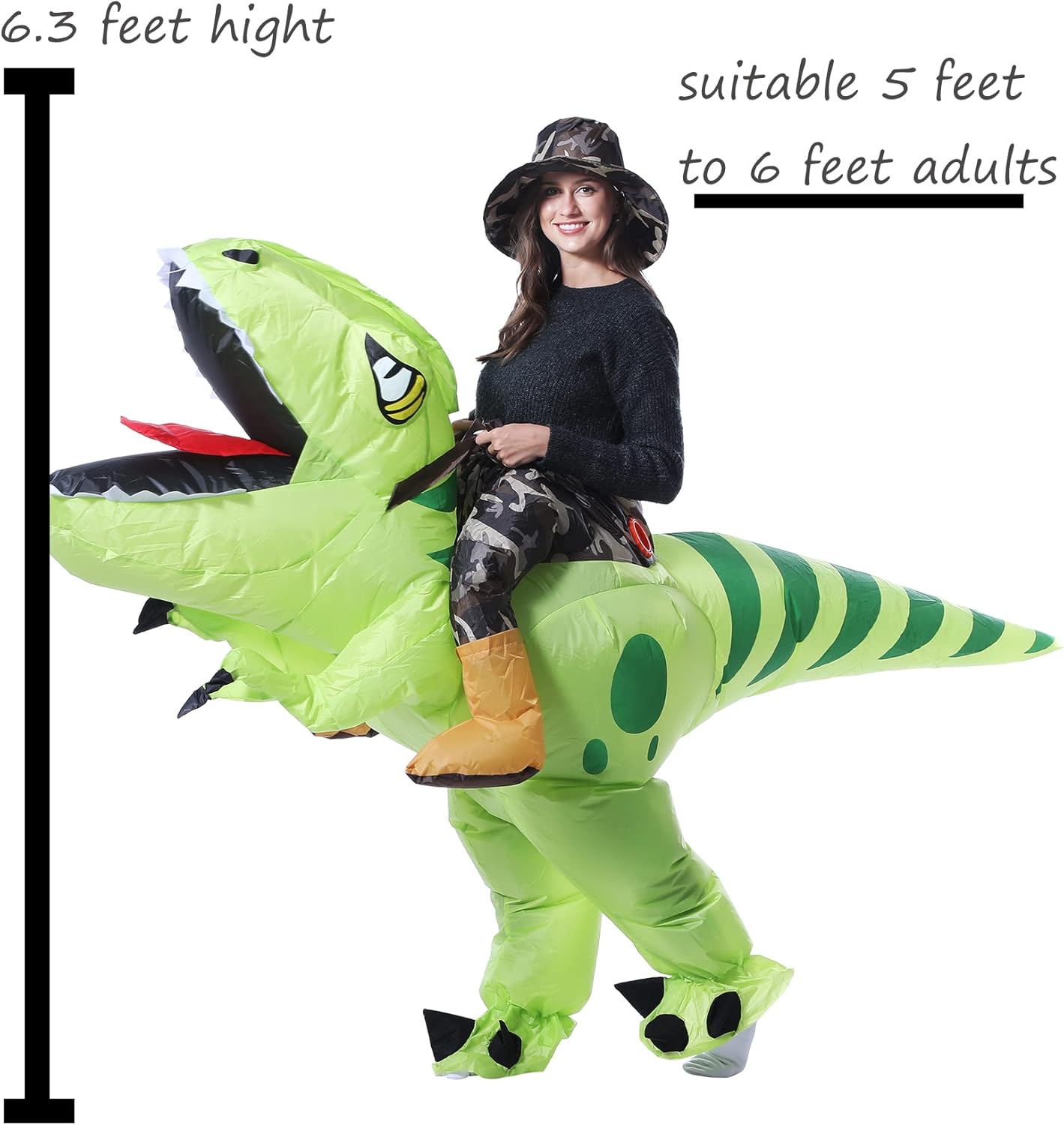 Miniatura 2 de NBSAIRMO Riding Dinosaur Inflatable Costume Adult,Inflatable Dinosaur Costume,Blow up T-Rex Costume, Halloween Costumes