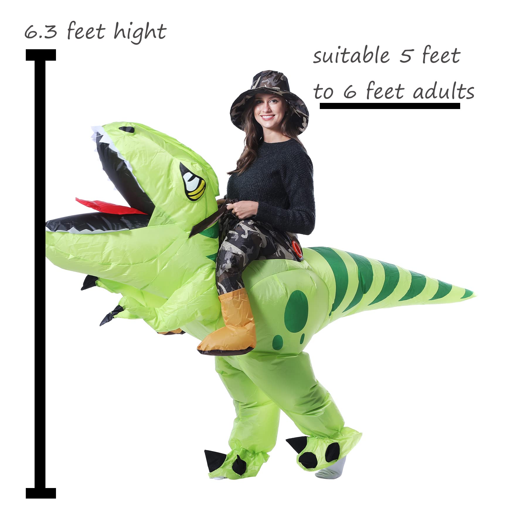 Disfraz De Dinosaurio Inflable Para Adultos - Traje Divertido Con Ventilador Y Garras Plateadas