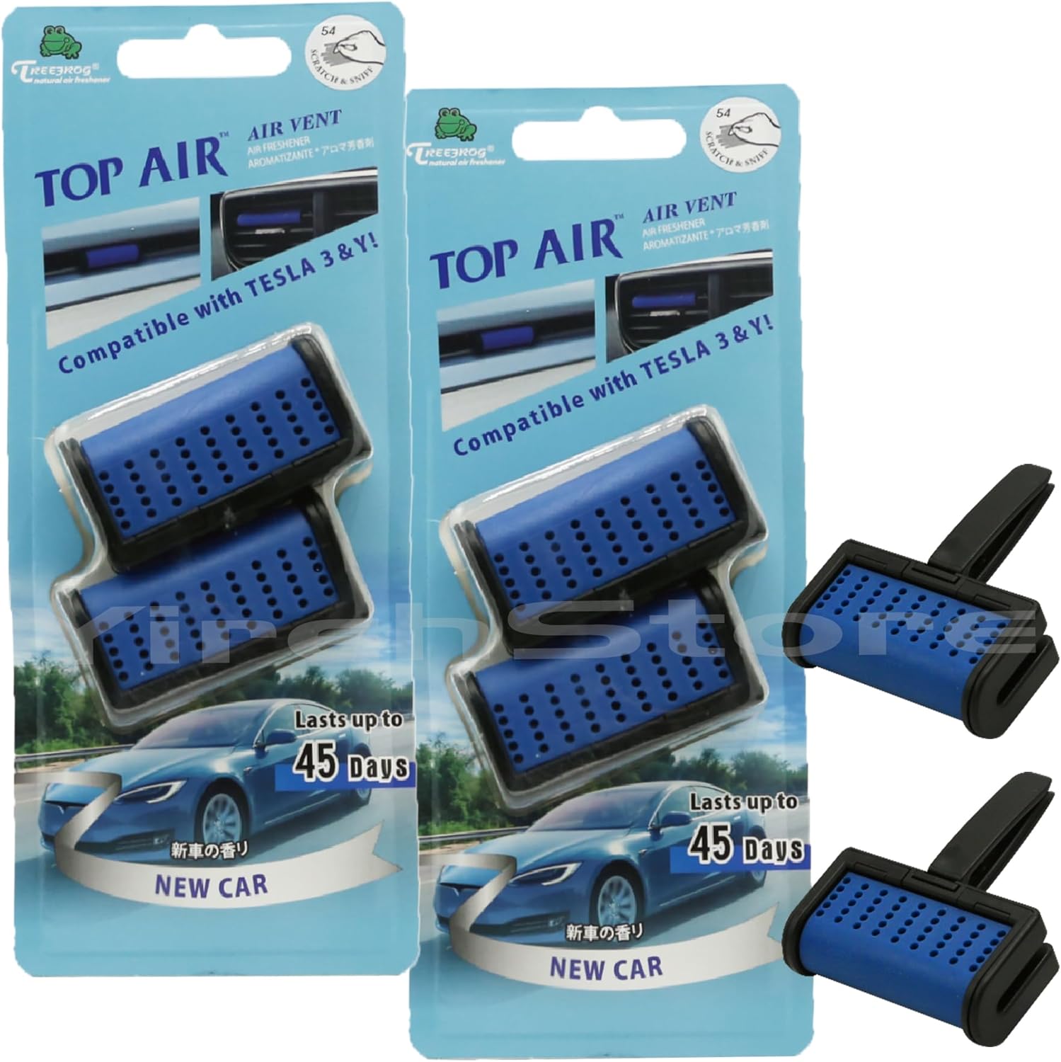 YirehStore Treefrog Top Air Vent Car Freshener 2-Packs, New Car Scent fits for Tesla Model 3 & Y, Elegant, Last Long and Strong Odor Eliminator