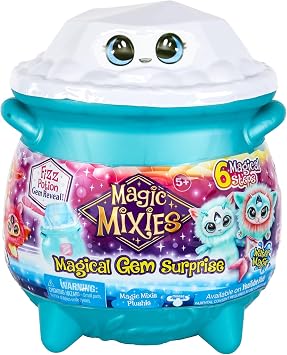 Magic Mixies Magical Gem Surprise Water Magic Cauldron - Reveal a Non-Electronic Mixie Plushie and Magic Ring with a pop up Reveal from The Fizzing Cauldron Medium