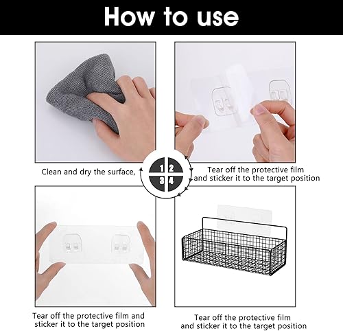 Miniatura 6 de Prasacco 8 ganchos de pared adhesivos acrílicos de doble garra para ducha, cocina, baño