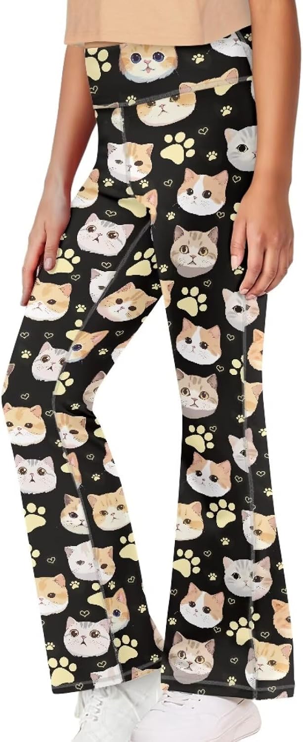 Girls Flare Leggings Butt Lift Wide Leg Pants High Waisted Tummy Control Yoga Leggings Kids Clothes