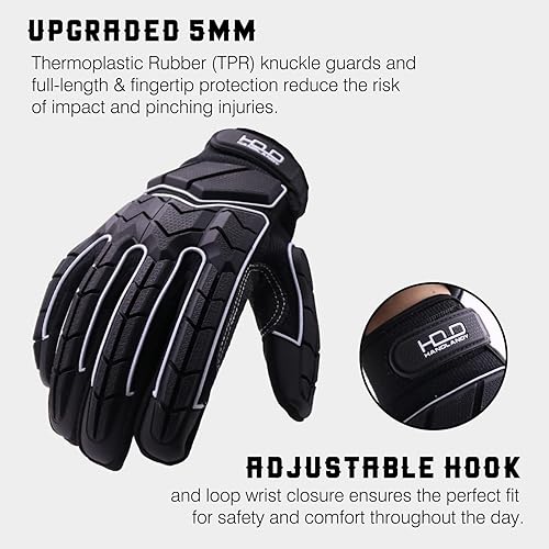 Miniatura 5 de AIGEVTURE Anti Vibration Work Gloves Men TPR Impact Reducing Mechanic Gloves SBR Fingers & Palm Padded Safety Work Gloves