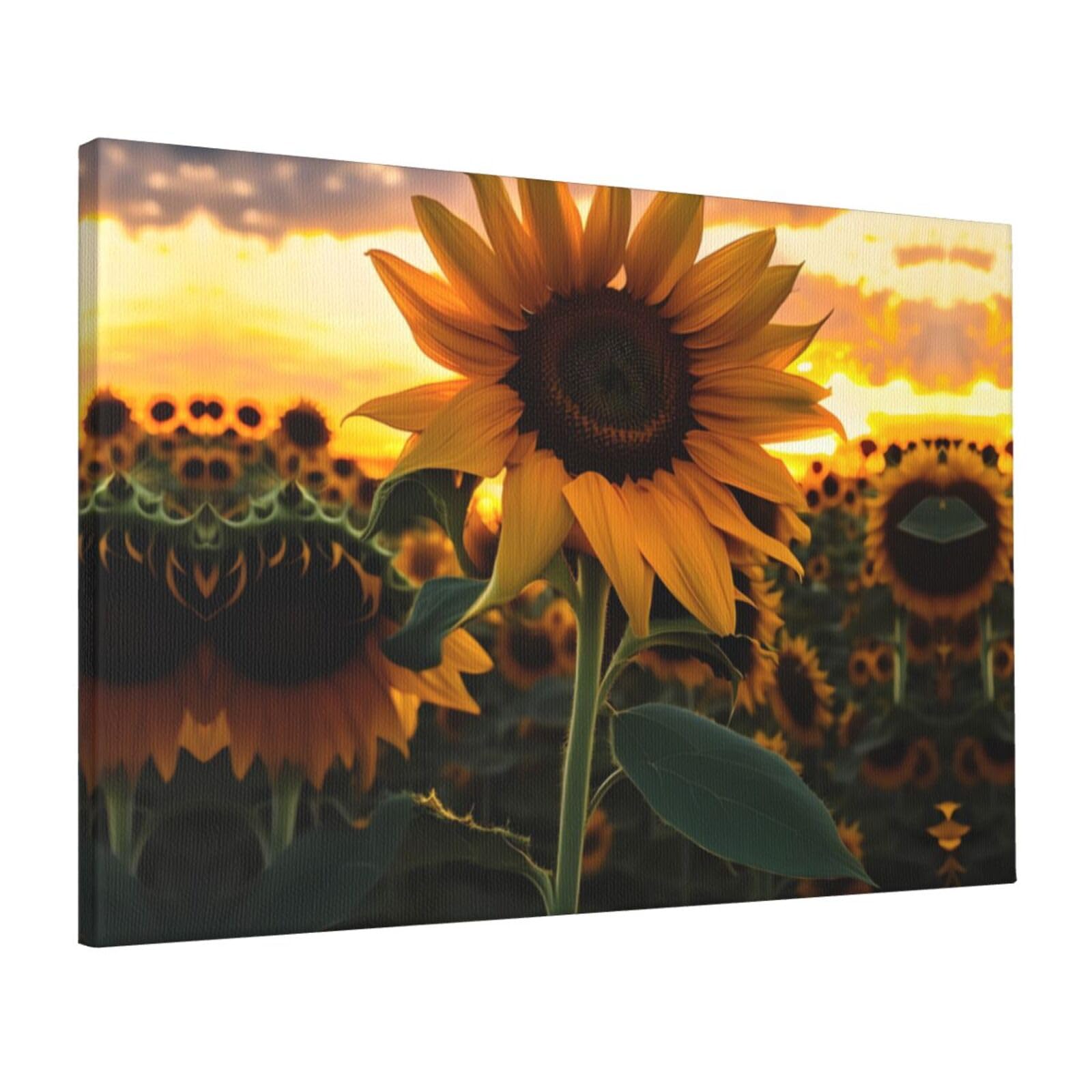 CNTDBU Farm Sunflower Canvas Wall Art 16x24 Inch-Large Modern Painting Print for Living Room, Framed Ready to Hang Artwork for Bedroom