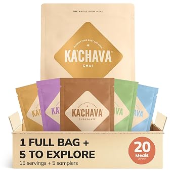 KaChava Whole Body Meal Shake Bundle 15 Servings - 5 Flavor Variety Pack + Chai - Vegan Protein Powder with 85+ Superfoods - Plant-Based Meal Replacement with Probiotics & Digestive Enzymes