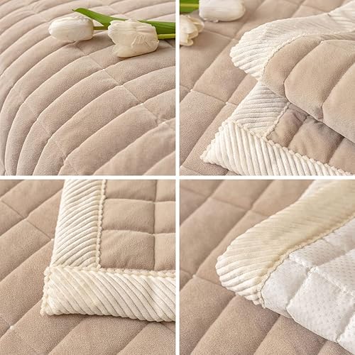 Miniatura 7 de vctops Funda acolchada de felpa de terciopelo para sofá, súper suave, antideslizante, funda para sofá seccional, protector de muebles para perros,