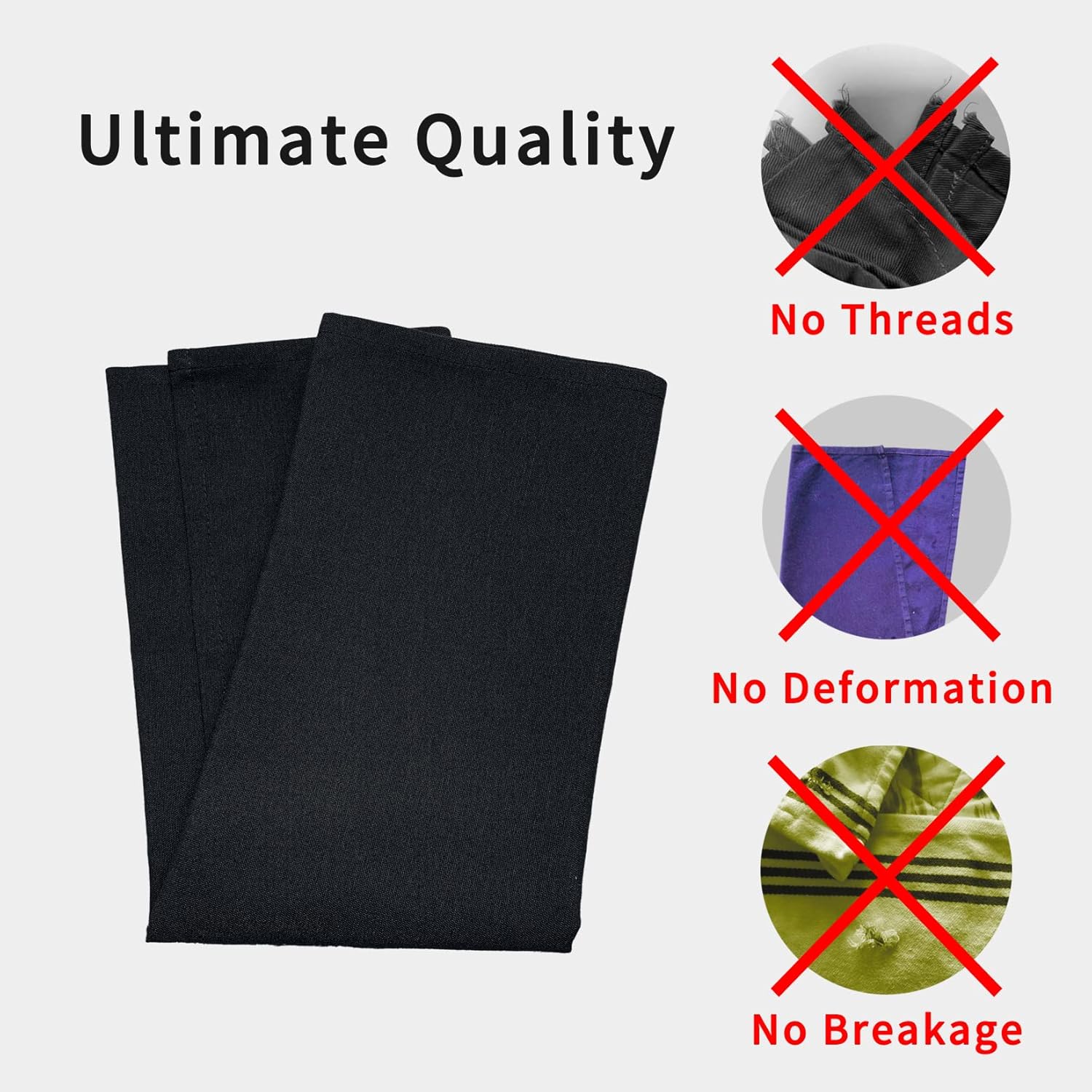 Restaurant Cloth Napkins Set of 12 Pack, Commercial Quality 20 x 20 Ins, MJS Linen Dinner Napkins Cloth Washable, Table Napkins Cloth, Non-Iron, No Fade, Easy to Remove Stains, Black