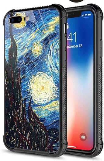 CARLOCA Compatible with iPhone 8 Case,The Starry Night Oil for iPhone 7 Cases for Girls Boys,Graphic Design Shockproof Anti-Scratch