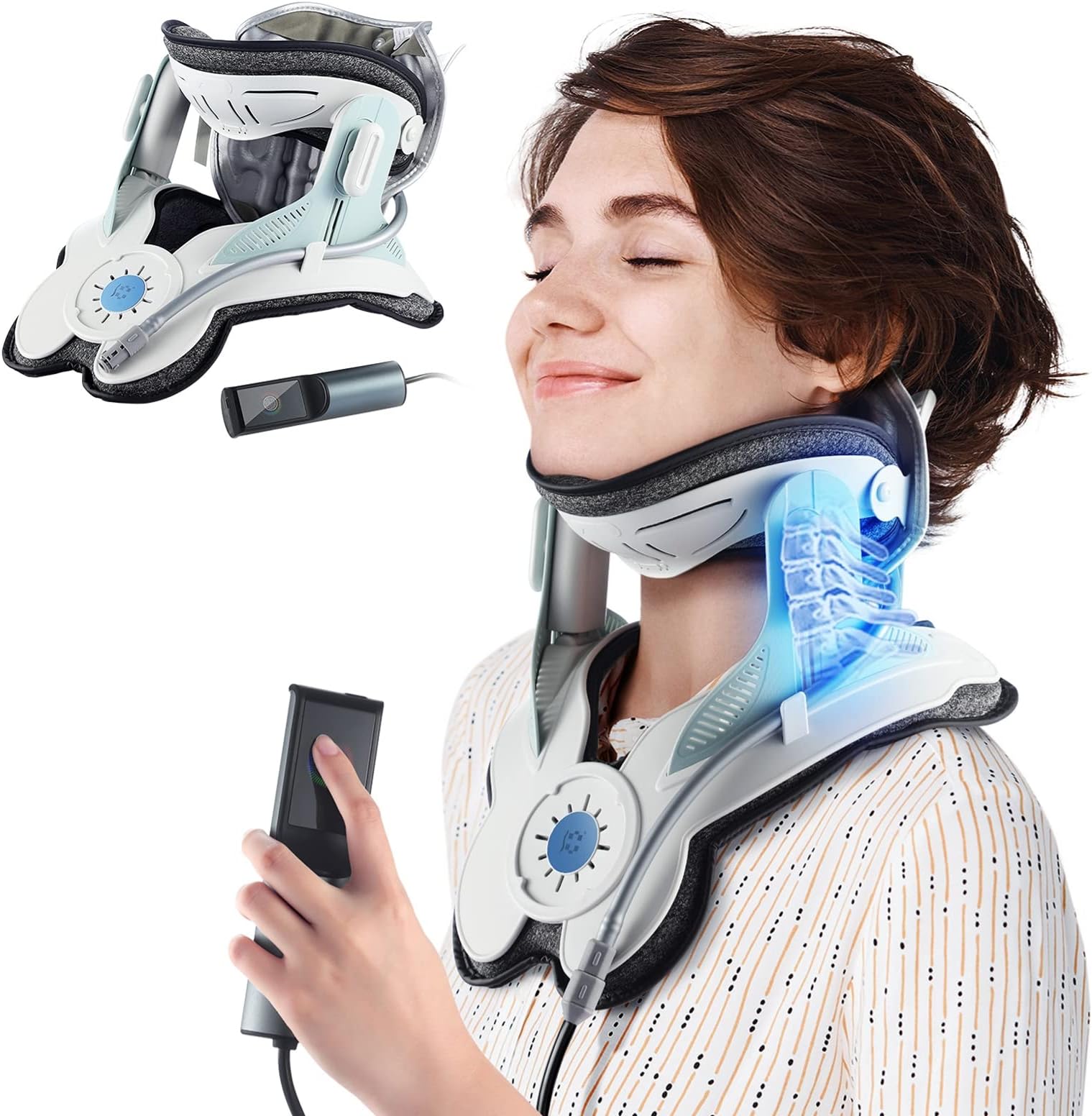 Cervical Neck Traction Device: Neck and Shoulder Relaxer for Adults, Gray